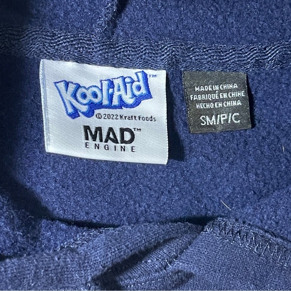 Mad Engine Retro Kool-Aid Jammers 90s Hoodie Navy Size Small Vintage Kraft Foods - Picture 3 of 10